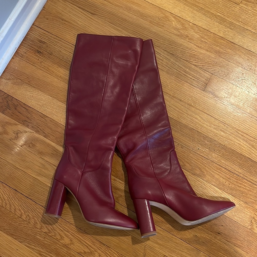 Zara Leather boots! Burgundy size 7.5